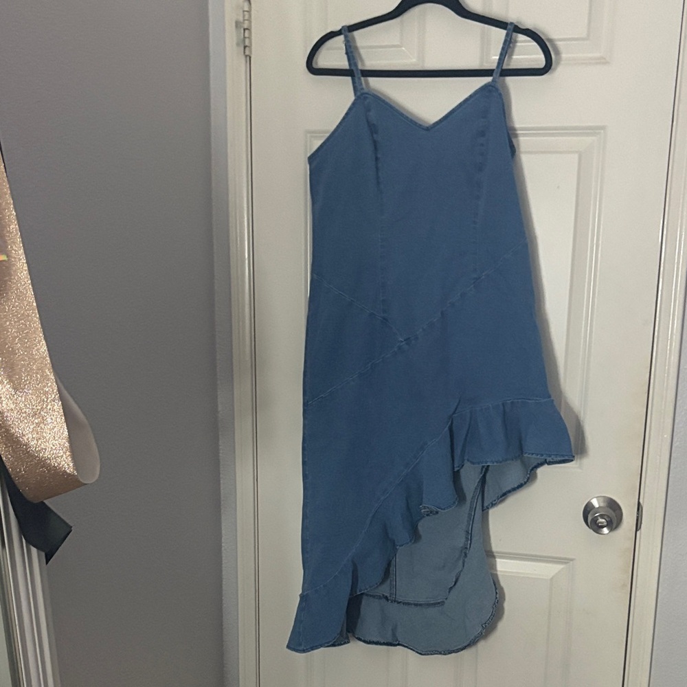 SHEIN Asymmetrical Denim Dress in Blue